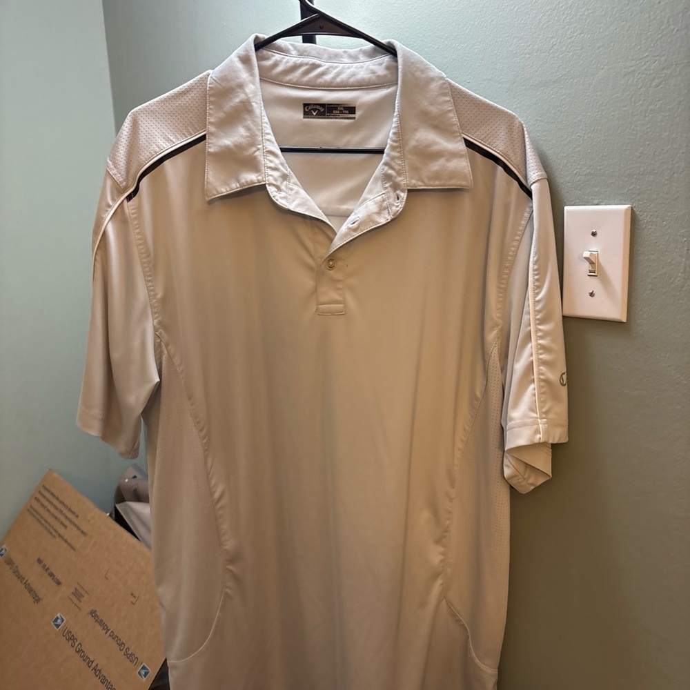 Callaway Men's Light Beige Performance Polo with Contrast Piping XXL-Tall